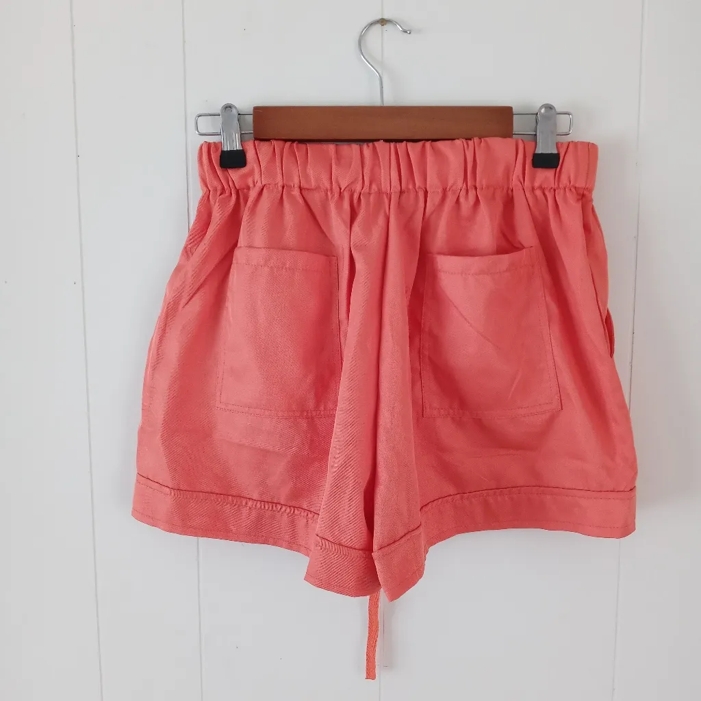 Coeur De Vague Women's Drawstring Pocket Short Size Large Orange - Image 9