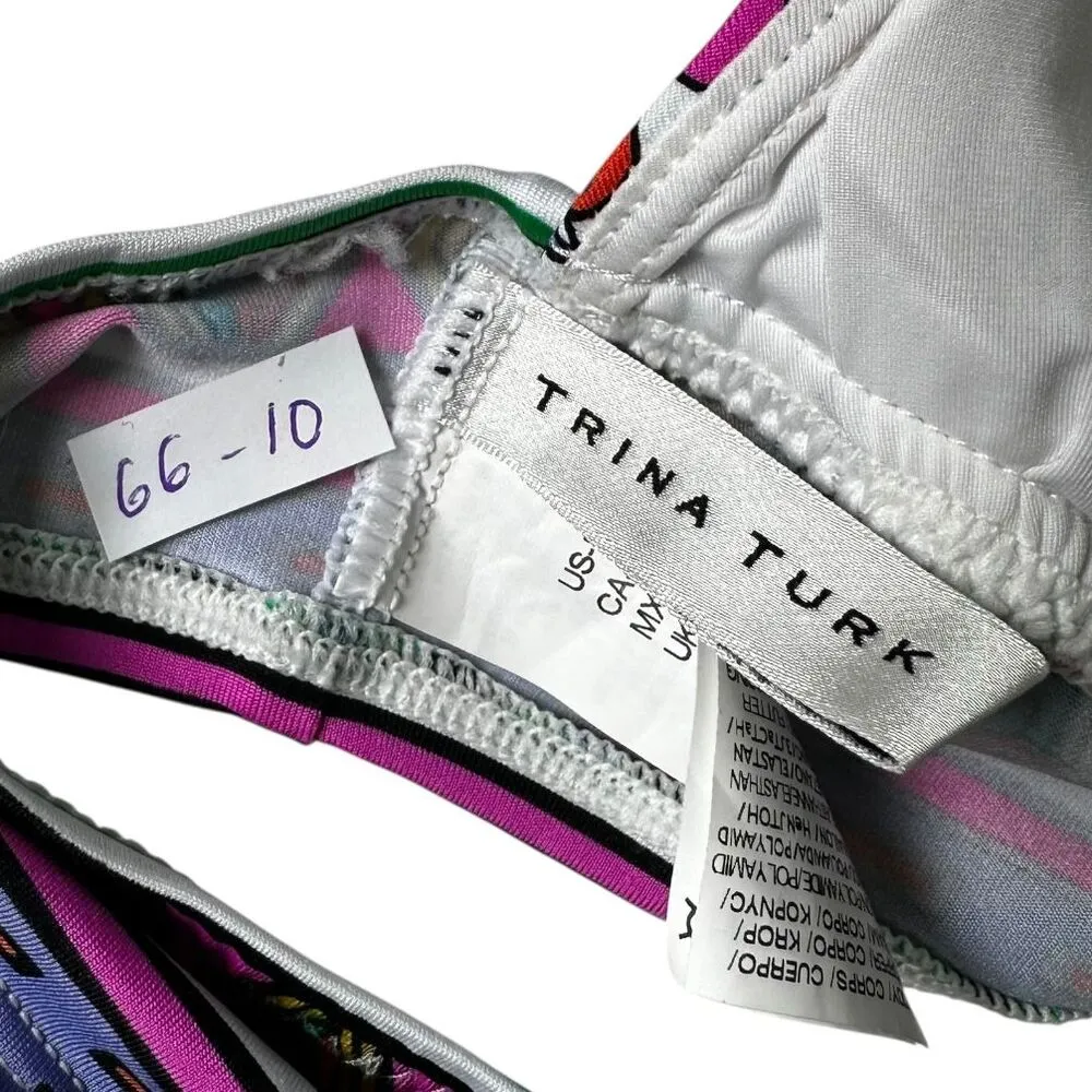 Trina Turk Multicolor Lightly Padded Bikini Top Women Swimsuit Size 8 | 66-10 - Image 4