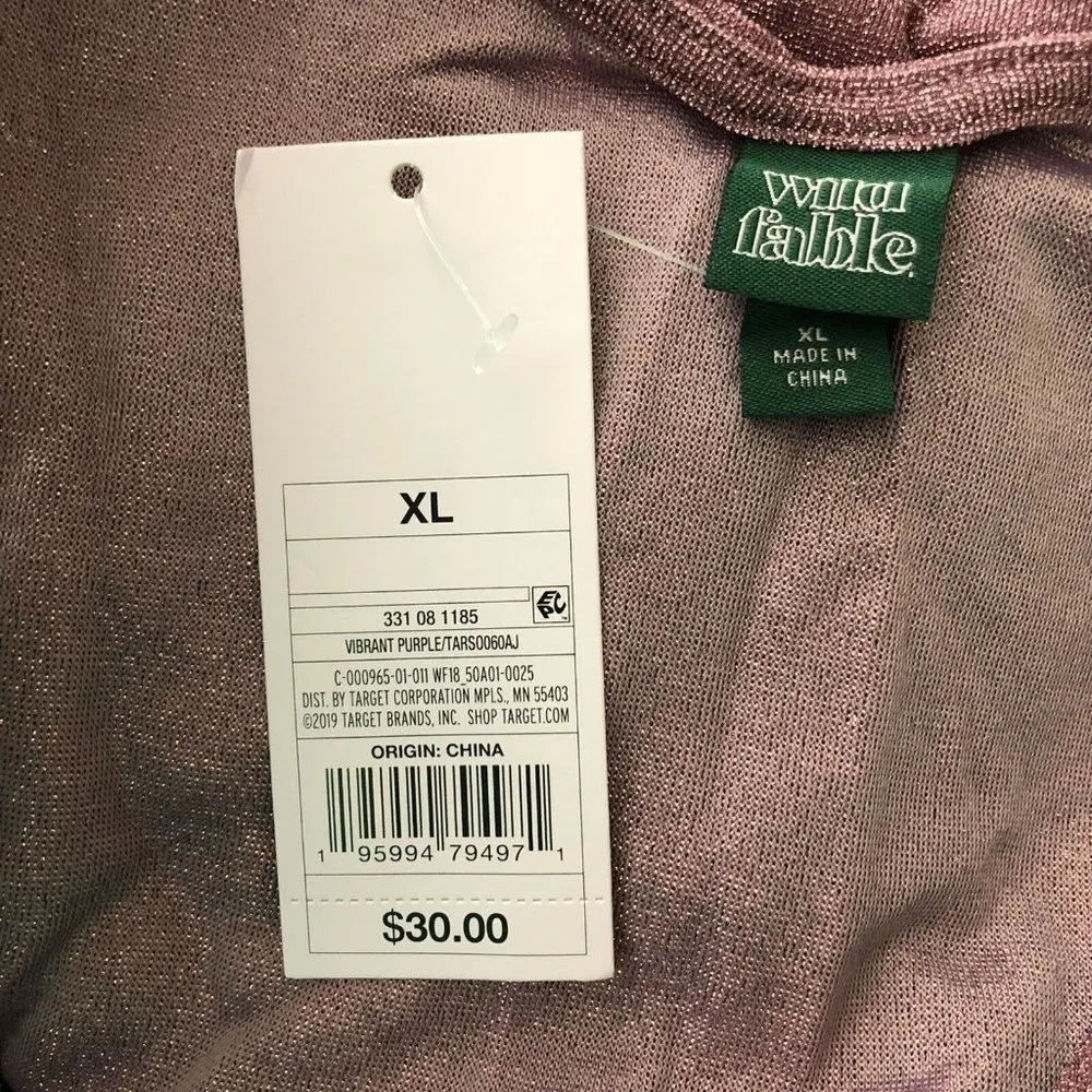 Wild Fable Mini Dress Metallic Bodycon Long Sleeve Cutout Stretch Purple XL - Image 4