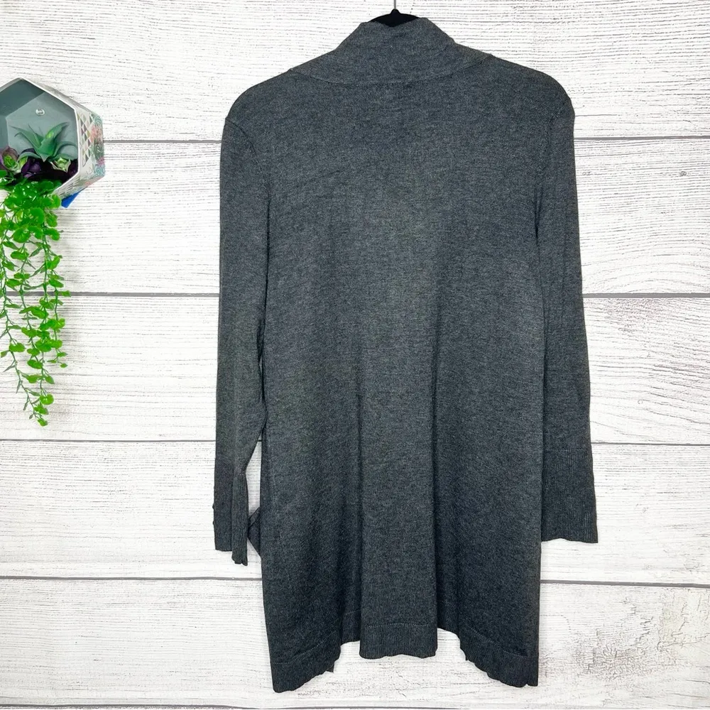 JM Collection Solid Gray Open Front Cardigan Sweater Women’s Size Medium - Image 8