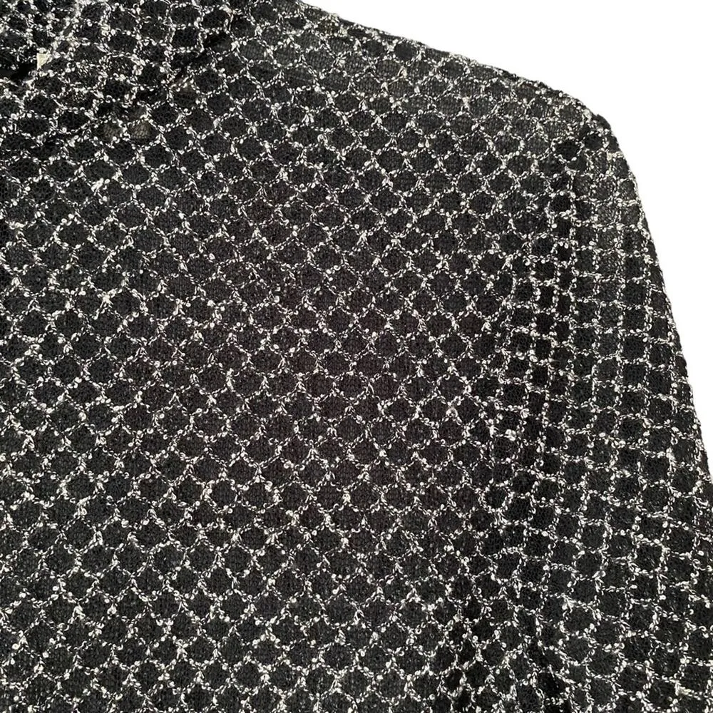 L’Agence Nico Fishnet Sheer Bodysuit Black Silver size small - Image 5