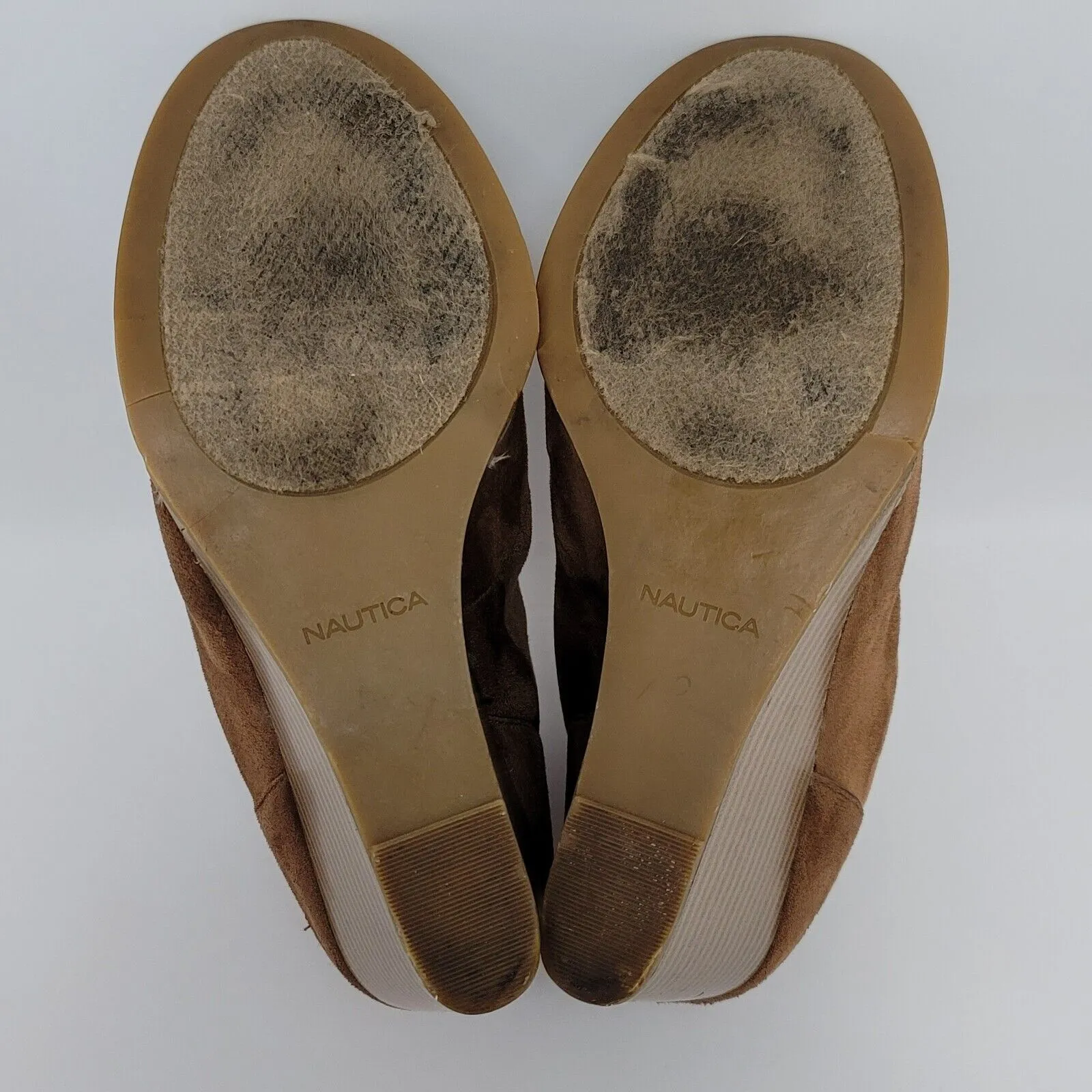 Nautica Martingale Womens Brown Suede Leather Lace Up Wedge Booties Size 10 - Image 8