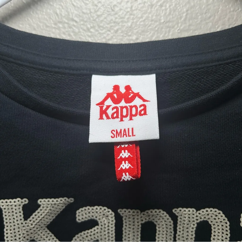 Kappa Authentic Gobret black sequins cropped pullover sweater women’s size small - Image 9