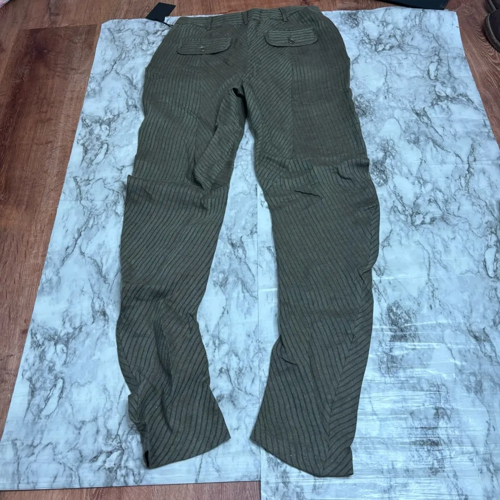 L.A.M.B. Linen Silk lined Green Pinstripe Long pants Lagenlook size 4 NWT - Image 8