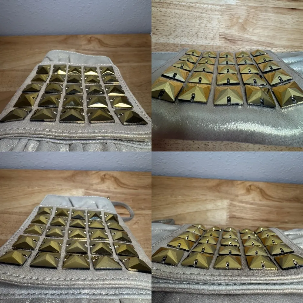 Stuart Weitzman Gold Studded Clutch Wristlet - Image 5