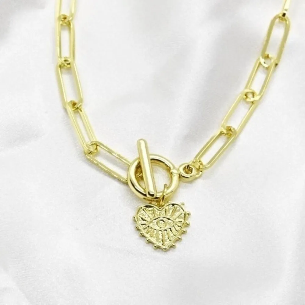 Evil Eye Toggle Chain Necklace Gold - Image 3