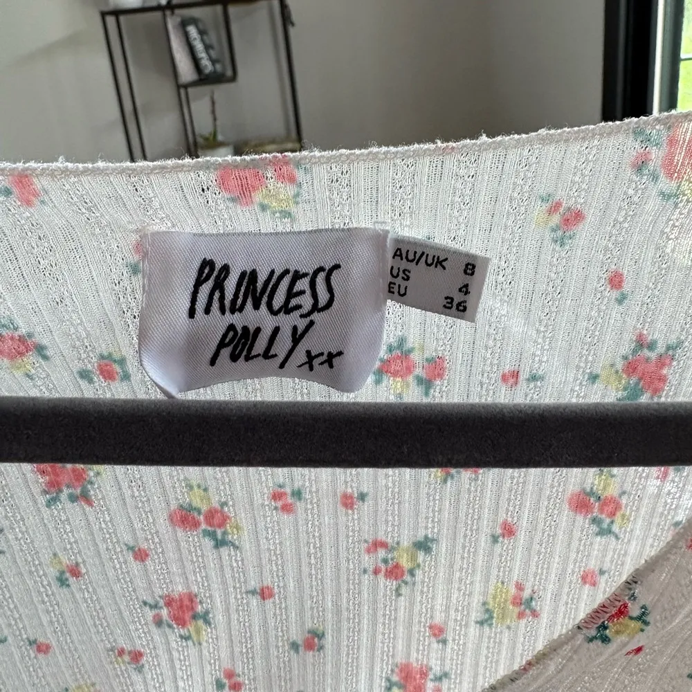 Princess Polly White and Pink Tie Front Ribbed Blouse - Image 3