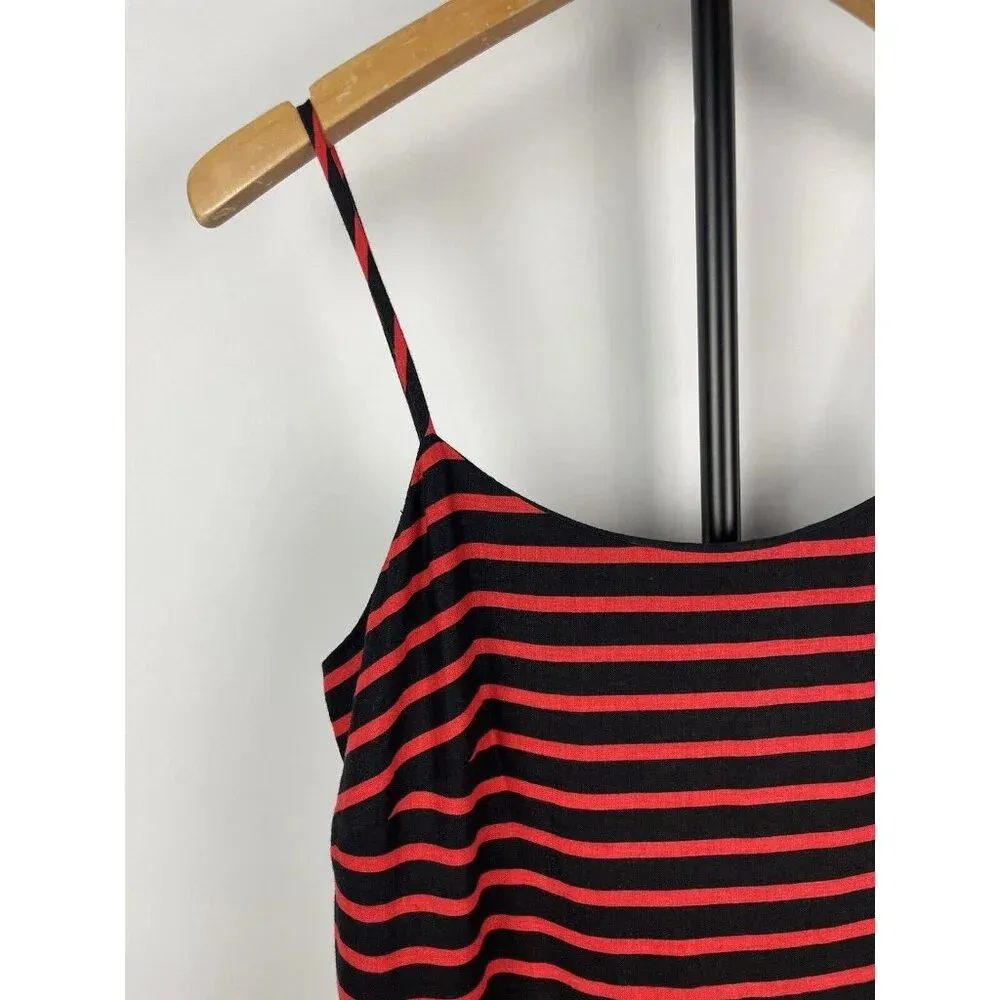 J. Crew Red Black Sleeveless Derby Striped Linen Blend‎ Cocktail Dress Size 0 - Image 5
