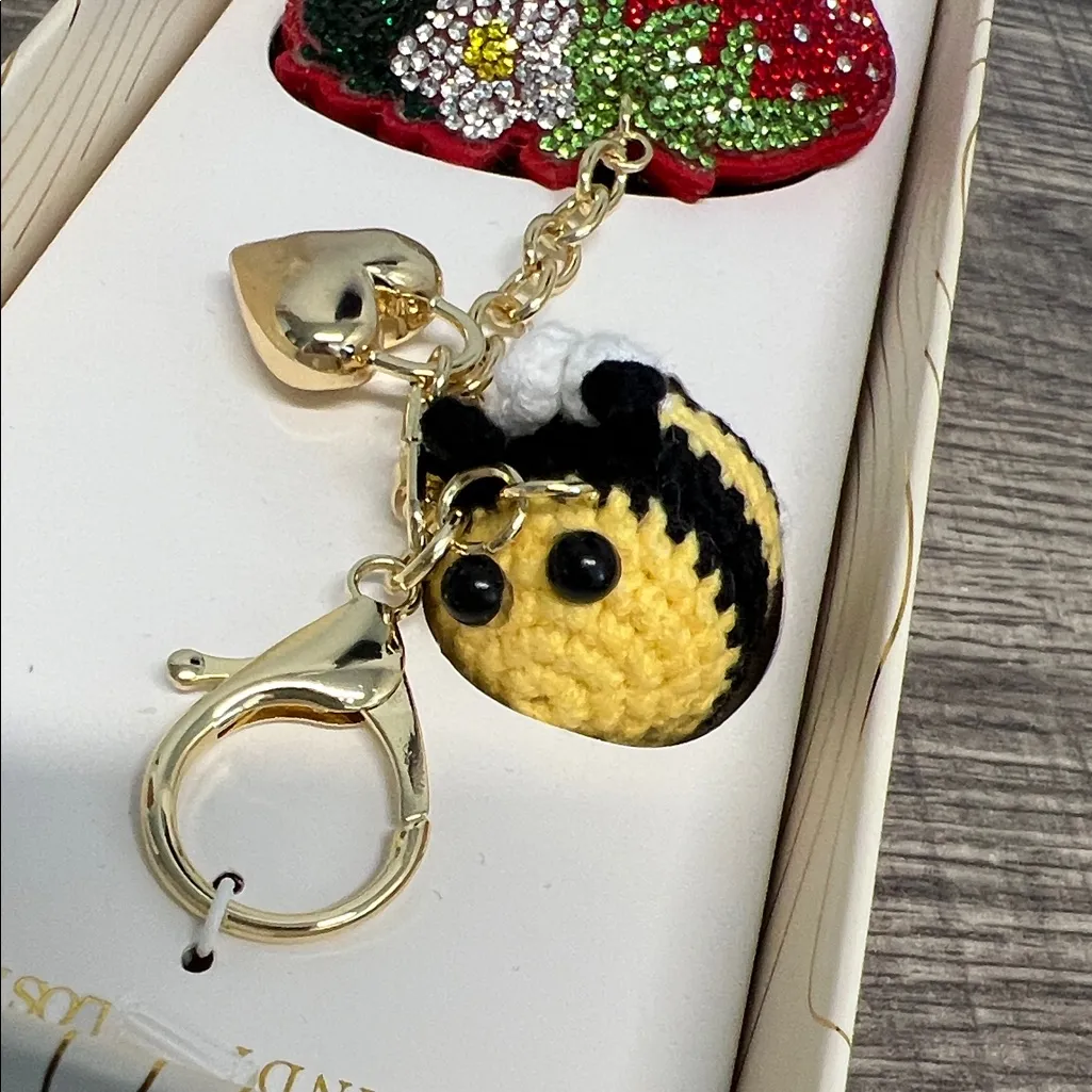 Eye Candy | Strawberry, Bee & Heart Bag Charm 🍓🐝 - Image 6