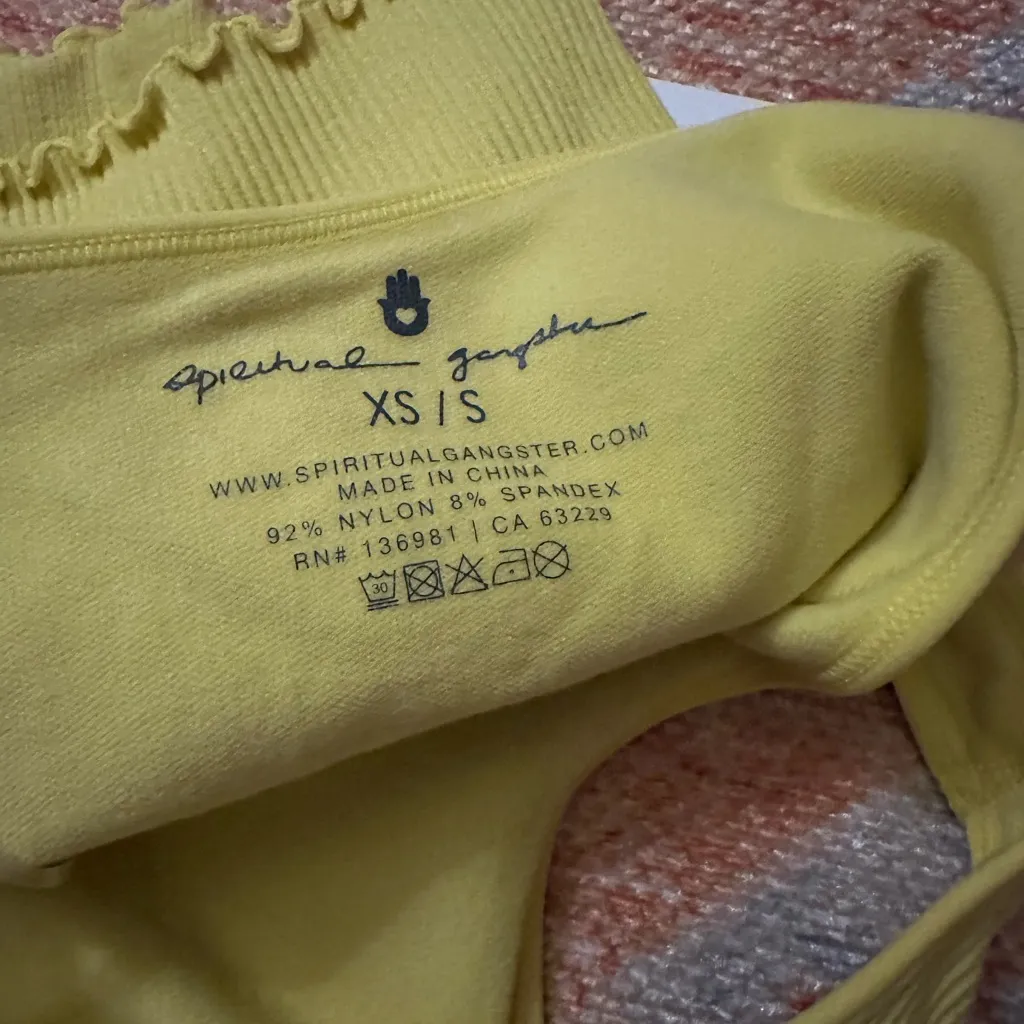 NWT spiritual gangster Luna crop one shoulder tee size XS/S in chartreuse - Image 3