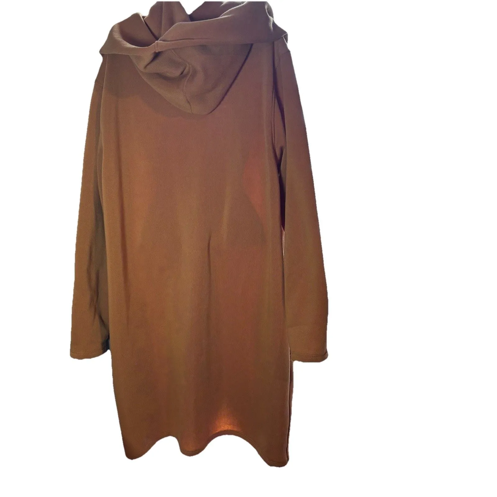 Z Avenue USA Hooded Camel Oversized Coat Shawl collar Hood Long Jacket Size 1XL Brown - Image 5
