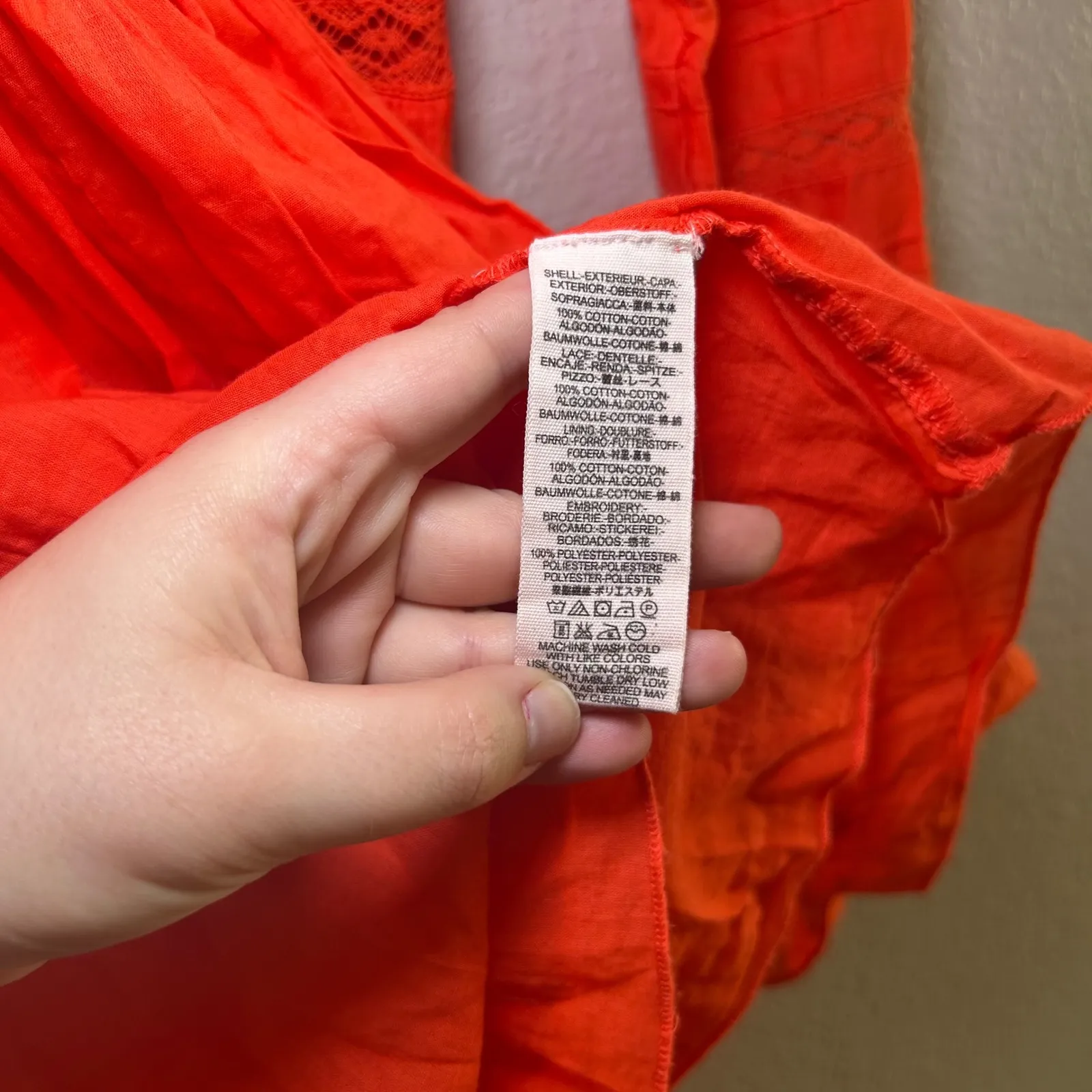 Free People Orange Lace Embroidered Mini Dress Size 4 boho feminine festival - Image 6