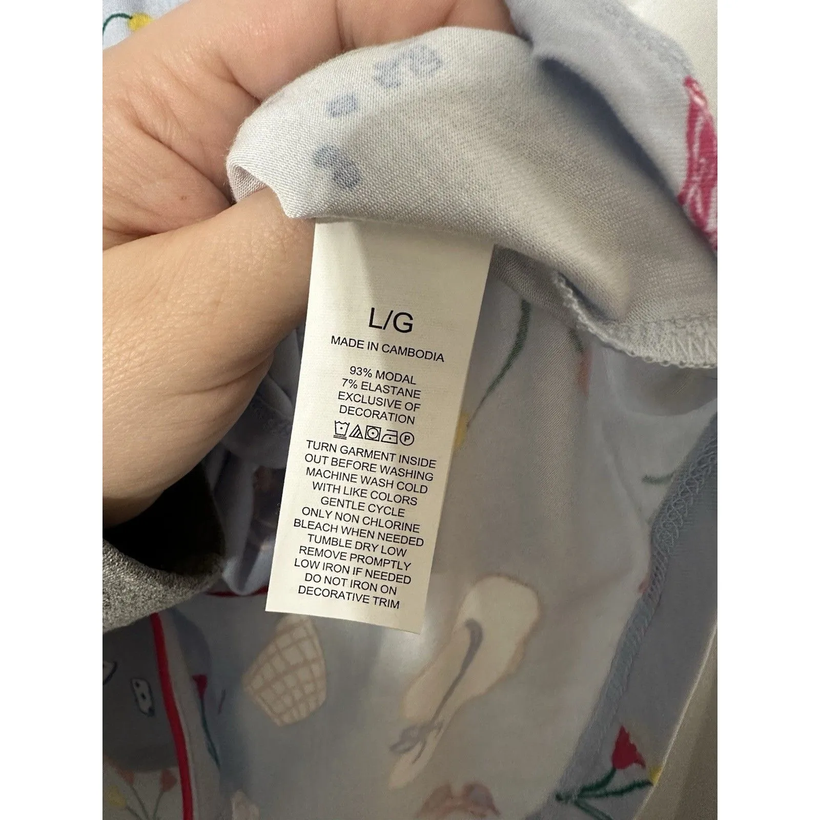 Kate Spade New York Blue Print Short Sleeve Pajama Set Lg Spring Cottagecore NWT - Image 8