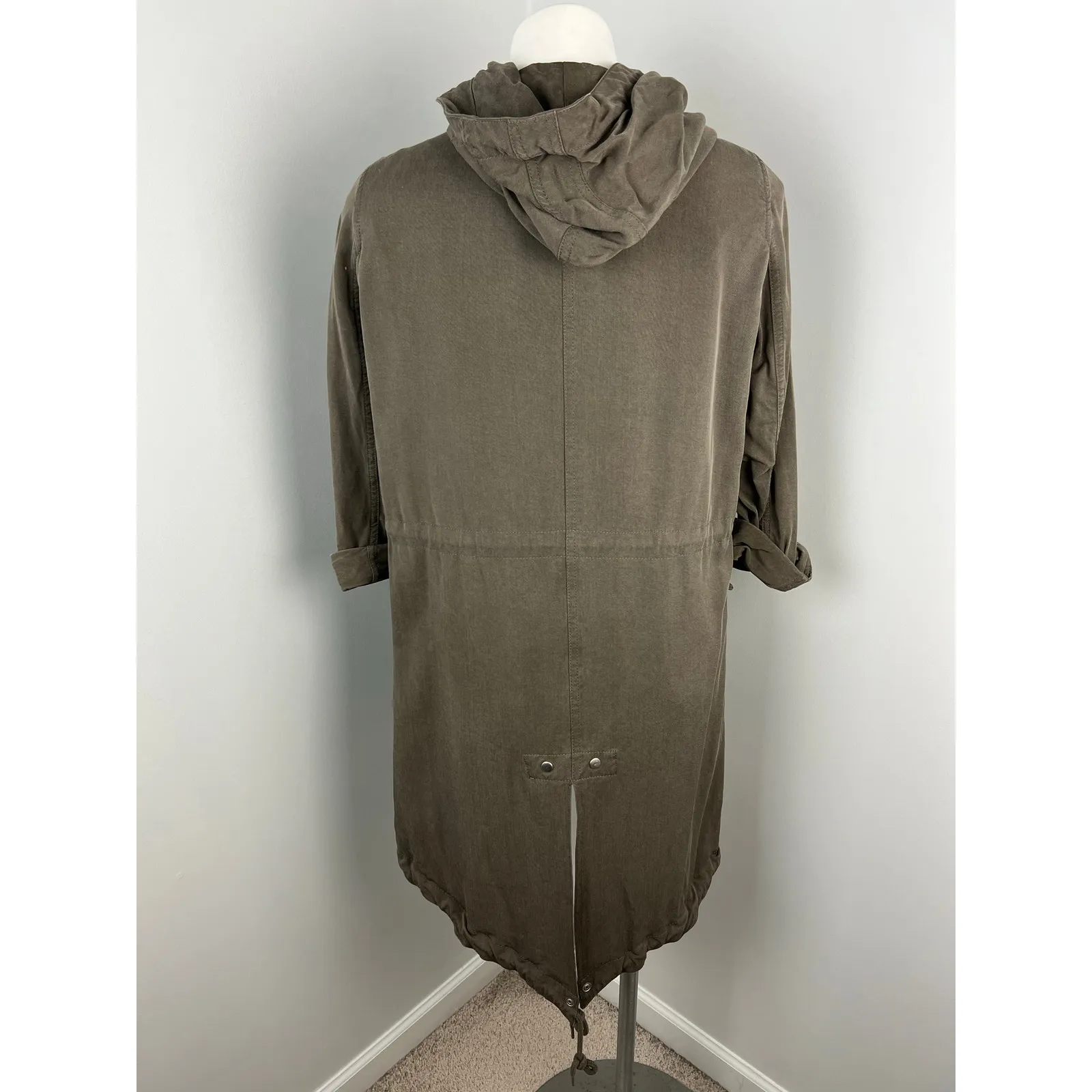 All Saints Portere Draped Hooded Parka in Army Green 4 - Image 11