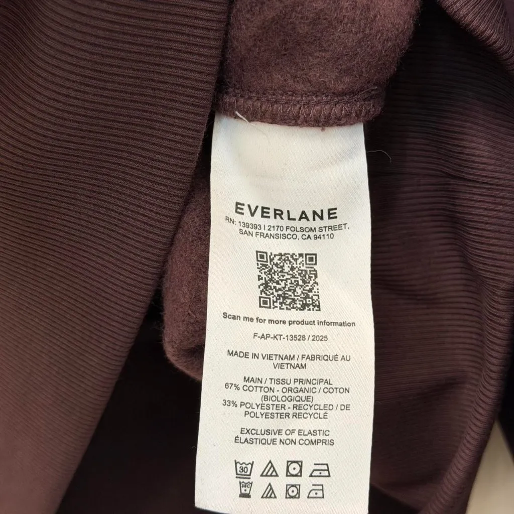 Everlane Cropped Luxe Fleece Hoodie in Dark Chocolate, Size Medium - Image 8