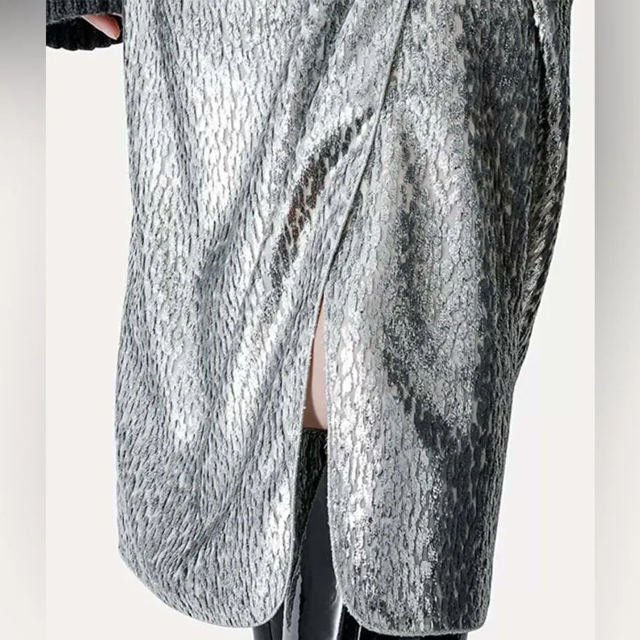 NWT Forte Forte Encanto Lurex Velvet Skirt Silver Estrella | Size 0 - Image 3