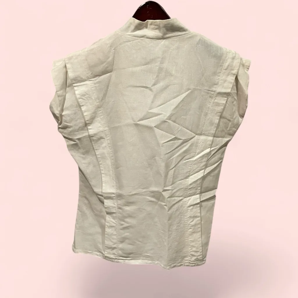 Vintage 80’s Oscar De La Renta white embroidered cap sleeve breezy boho blouse - Image 3