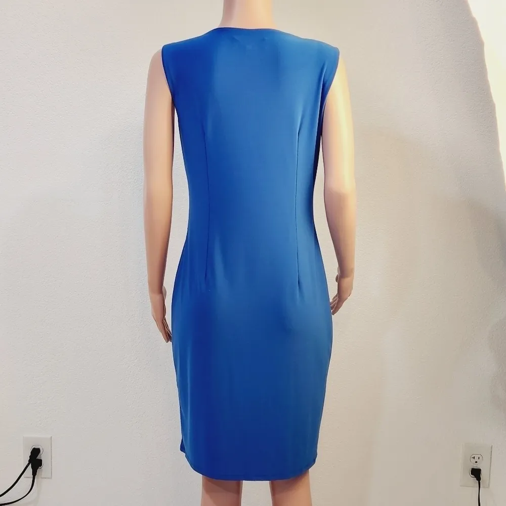 Jones New York Women Cerulean Blue Knit Dress Ruched Size: 10 - Image 6