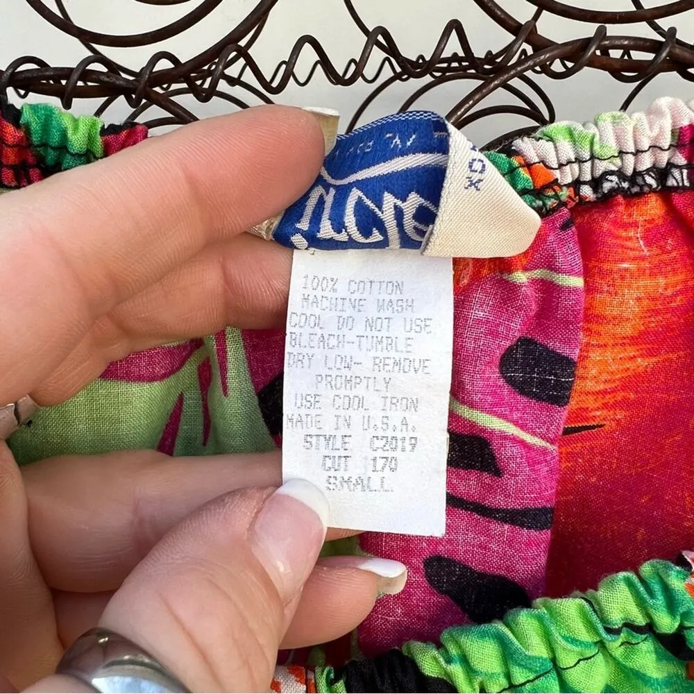 Vintage Circle T Hawaiian tropical floral off the shoulder western blouse Pink - Image 3