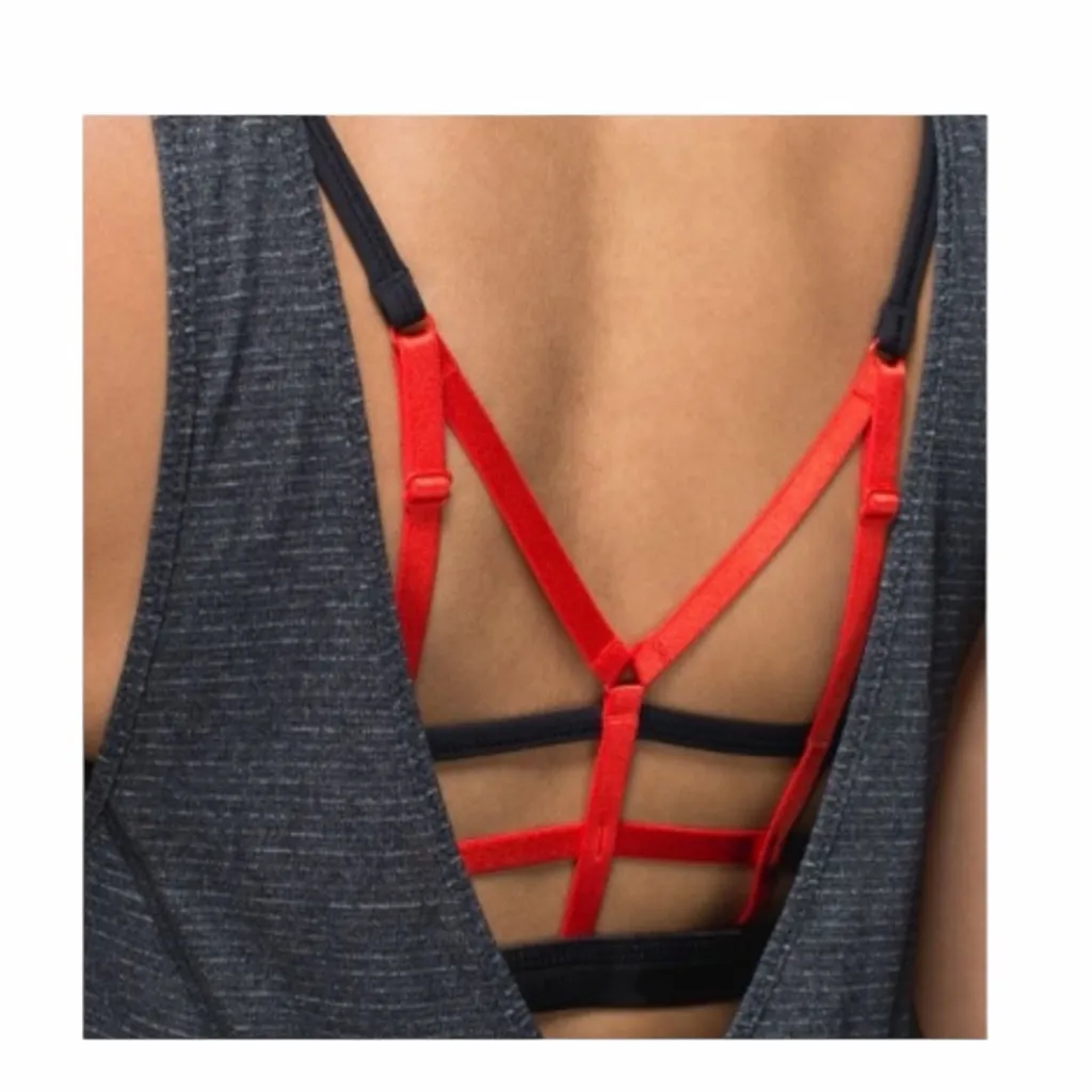 Lululemon RARE Seek the Heat Cage Bra-Inky Floral Soot/Red Size 8 - Image 3