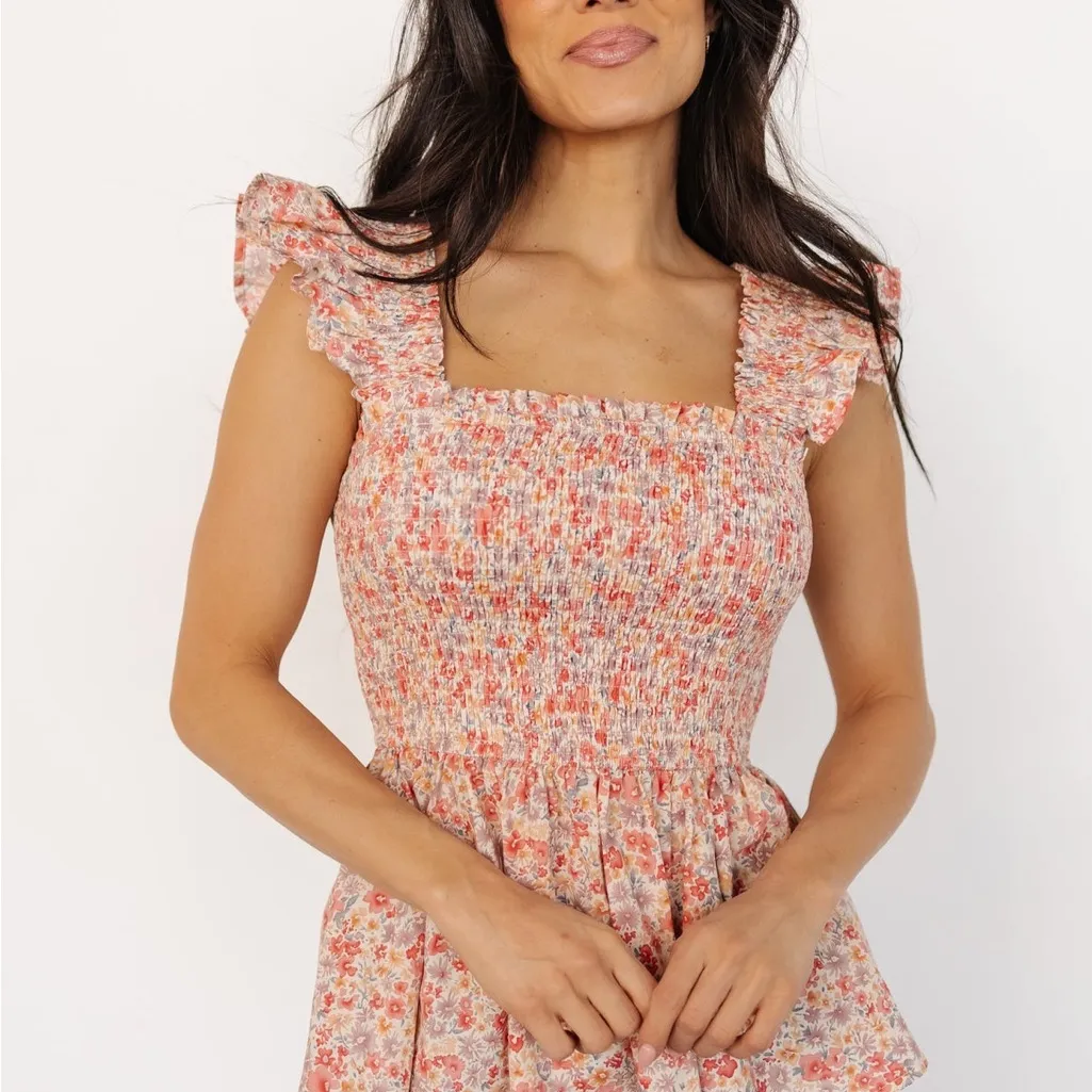 Baltic Born Ida Peplum Top in Pink Multi Floral Size XS - Image 6