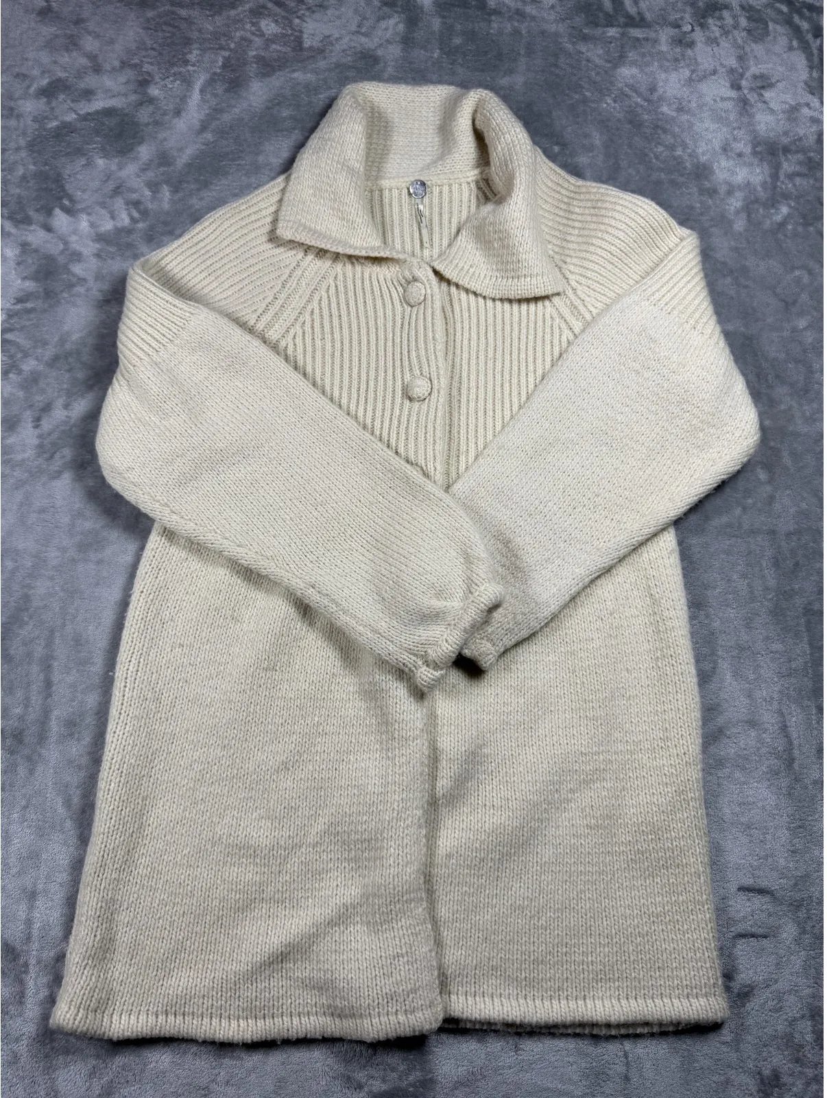 Maragret O'Leary Wool Blend Button Cardigan Sweater Jacket Womens Small - Image 1