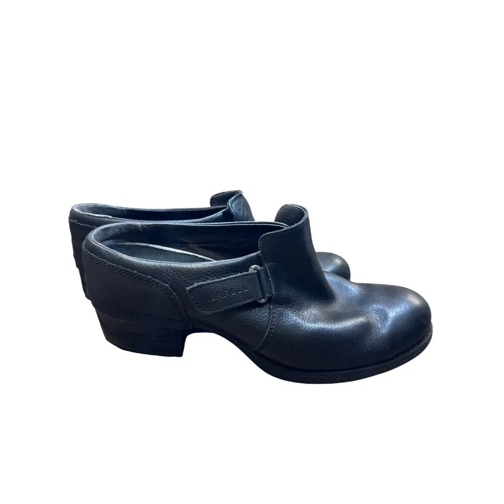 Merrell womens black leather mule clogs shoes 9 SKU 6830 - Image 5