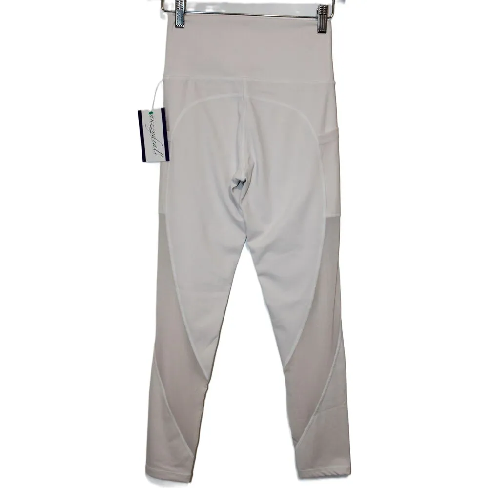 Womens Offline by Aerie Goals 7/8 Leggings Hi-Rise White Mesh Nylon Size Medium - Image 2