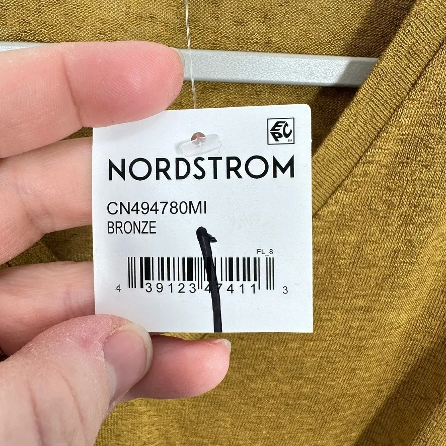 CASLON Bronze Mustard Gold Marled V Neck Twist Front Short Sleeve T Shirt Top - Image 5