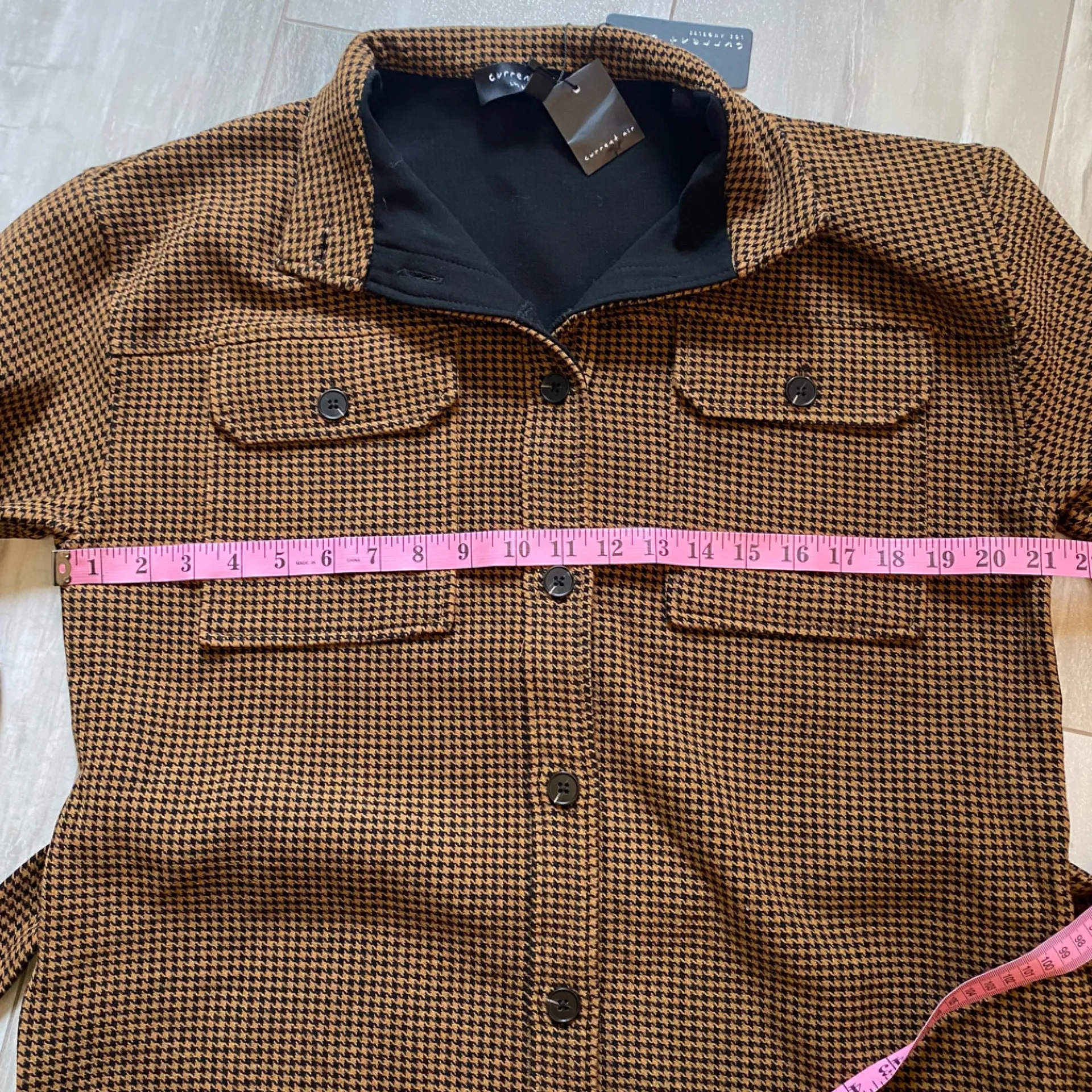 Current Air NWT  Black and Brown Houndstooth Utility Shirt Belted Jacket, Small - Image 11