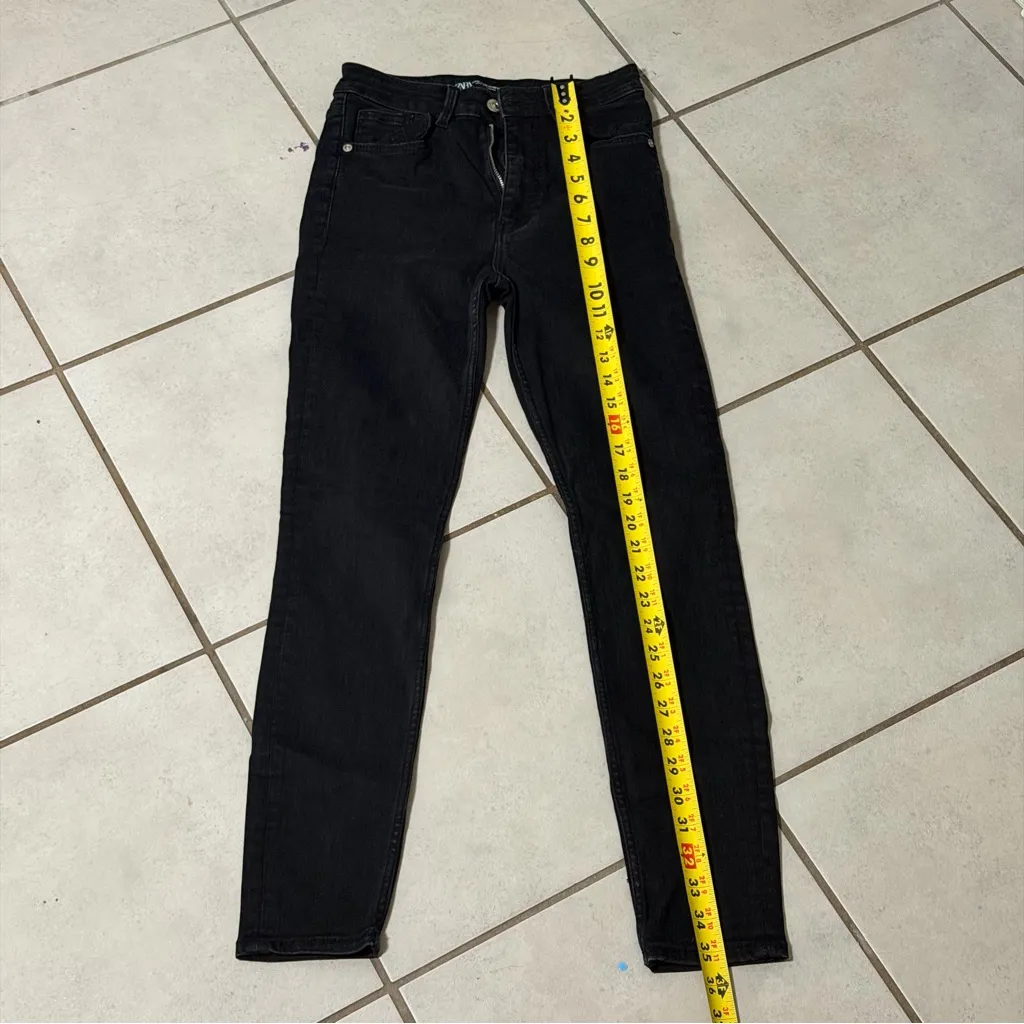 Zara Women Denim High Waisted Black Skinny Jegging Jeans size 4 - Image 8