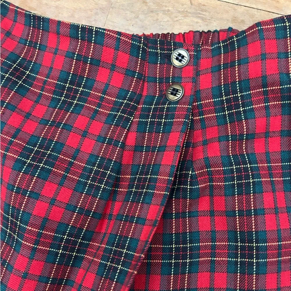 Susan Burrowes Red Green Tartan Buffalo Plaid Skort Skirt Vintage Vtg Size 12 - Image 2