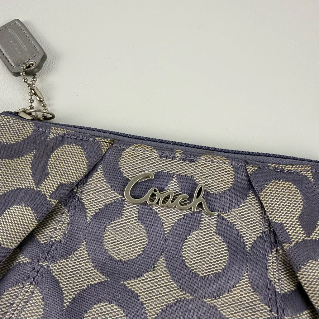 Coach Signature Satin Mini Wristlet Pouch in Dusty Purple Grey - Image 2
