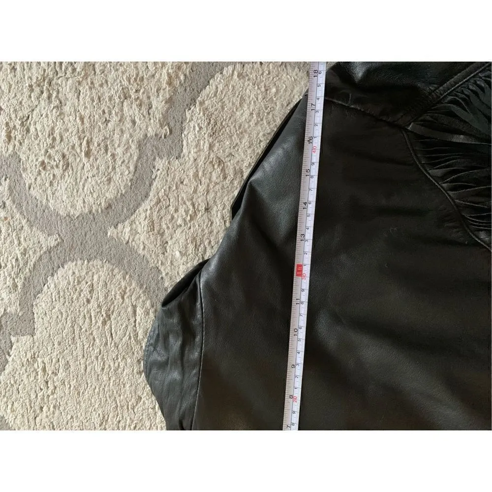 Fringe leather like black jacket size medium Black - Image 13