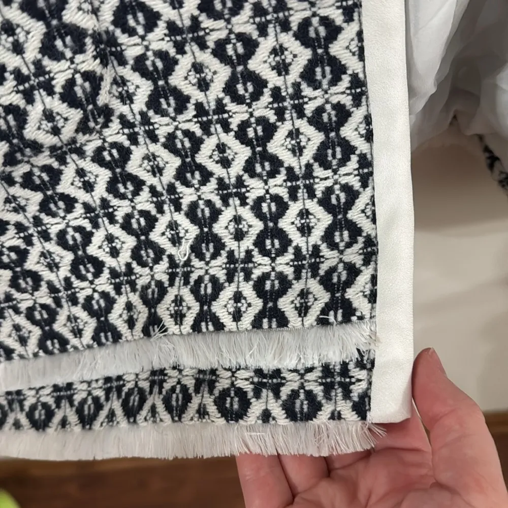 Carolina Belle Montreal Open Front Tweed Fringe Long Blazer Jacket Size XL - Image 6