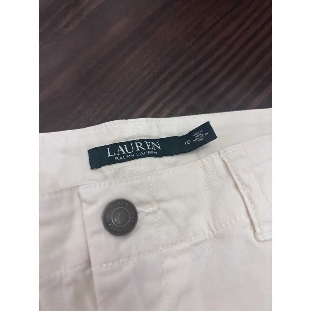 Lauren Ralph Lauren Sz 10 Cotton Chino Joggers Jogger Cargo Pants Khaki Ivory - Image 3