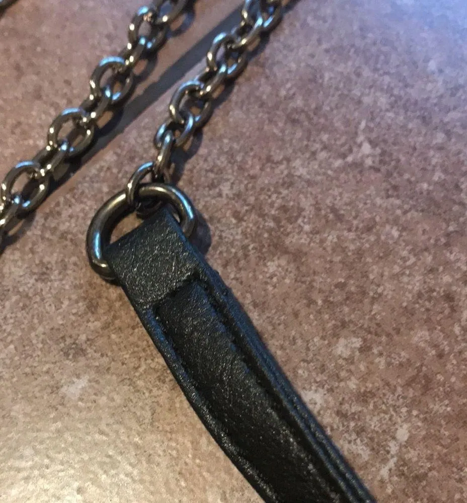 APT 9 Black & Silver Sequin KissLock Clutch Purse Handbag Removeable Cha… - Image 5