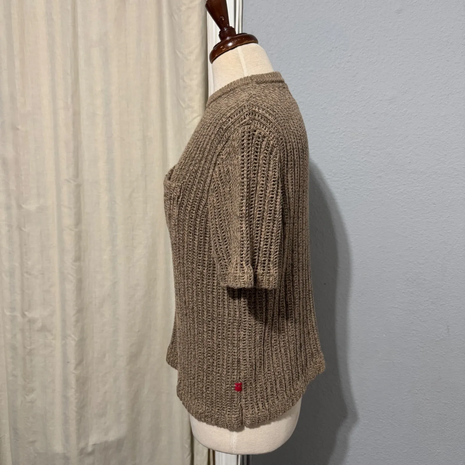 Urban Outfitters BDG Tan Knit Cropped Short Sleeve Pocket T Shirt Top Women Sz S - Image 4