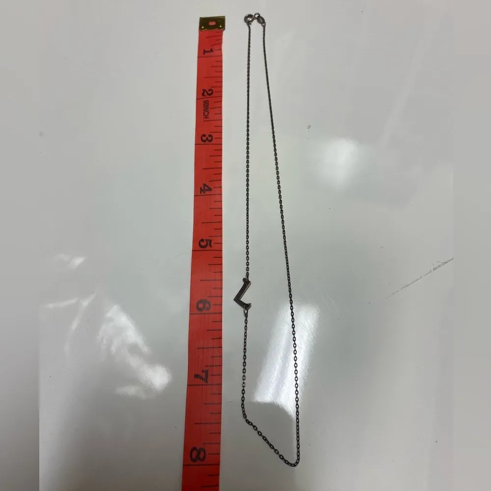 L Initial Necklace Silver - Image 4