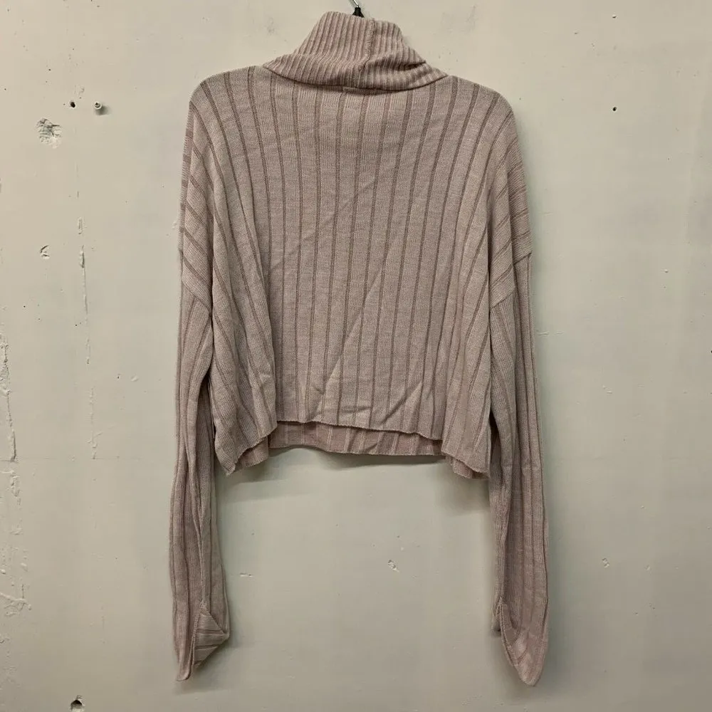 Abound Nordstrom Pink Salmon Ribbed Crop Turtleneck Pullover Sweater - Image 3