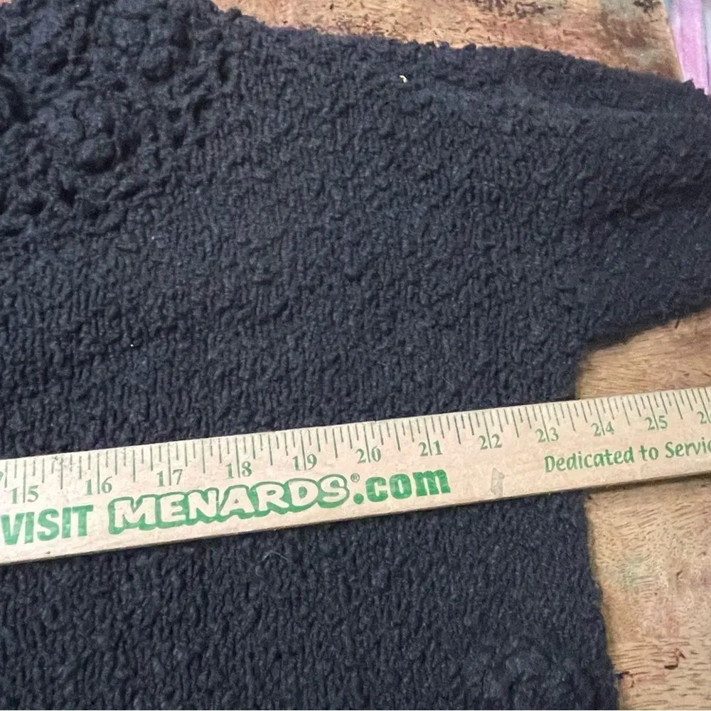 Carraig Donn Black Crochet Flowers 100% Pure Irish Boho Indie‎ Wool Sweater S - Image 8