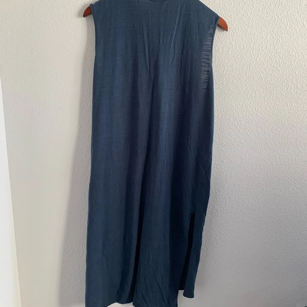 Umgee Navy Burnout High Slit Dress Trendy Casual Lagenlook Boho Large - Image 10