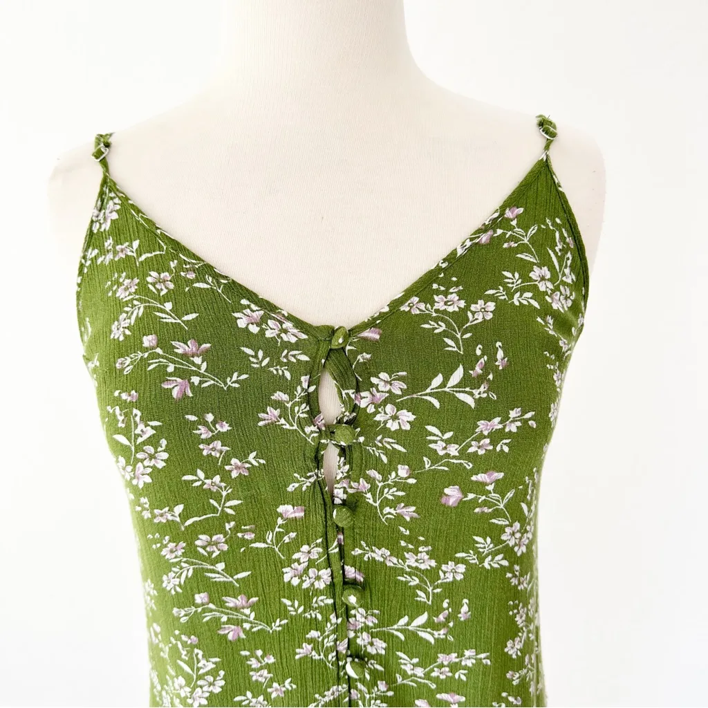 Lulu’s Missie Olive Green Floral Print Ruffled Tie-Back Midi Dress NWOT | Small - Image 4