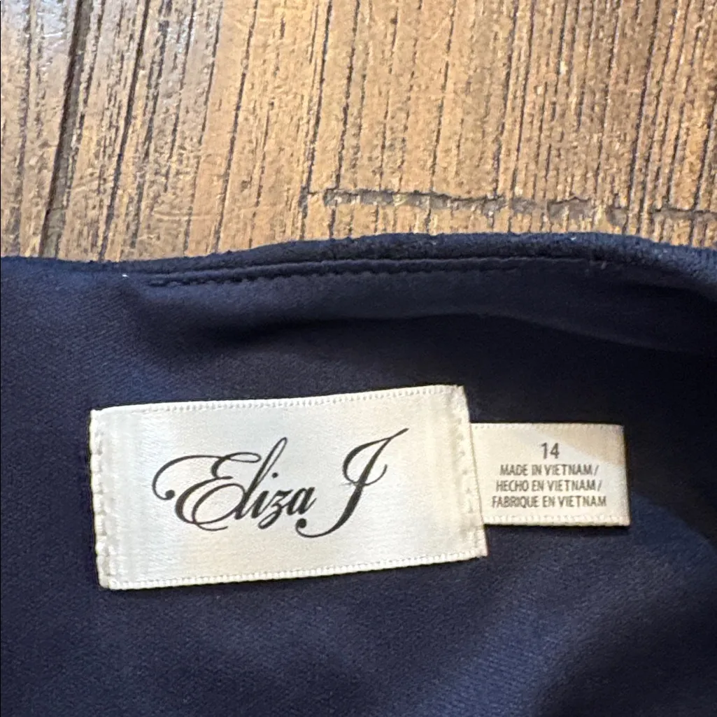 Eliza J Colorblock Jacquard Shift Dress Black Fuchsia Pink 14 EUC - Image 4