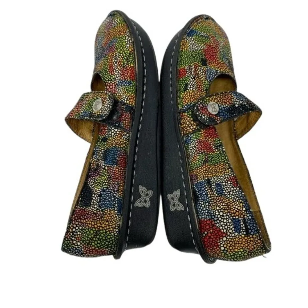 Alegria Feliz Mary Jane Painterly Size 6 Abstract Leather Adjustable Strap - Image 5