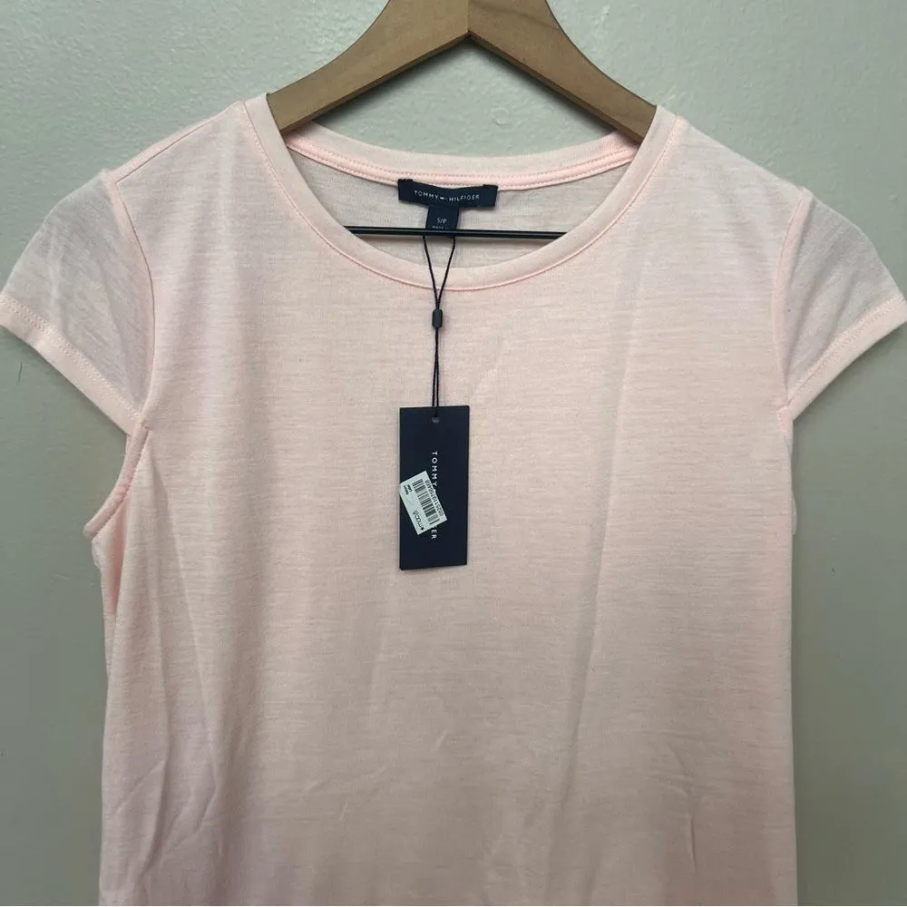 Tommy Hilfiger Garden Tour NWT Blush Pink Cap Sleeve Pleated Peplum Hem Top S - Image 2