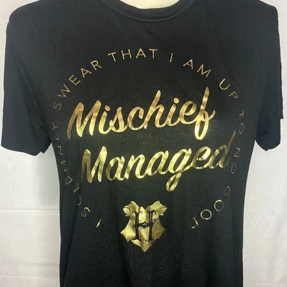Harry Potter Mischief Managed T-Shirt Size Small Short Sleeve Graphic Black - Image 2