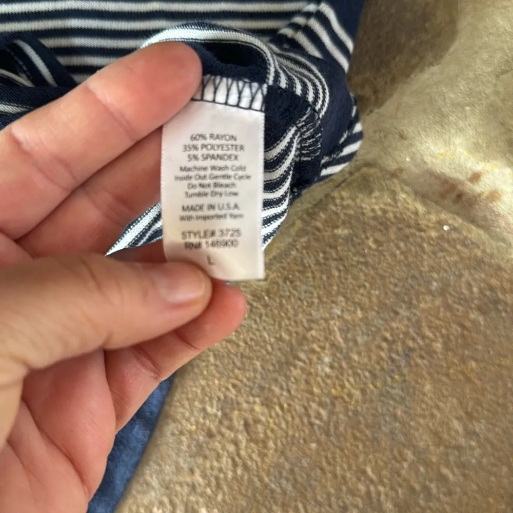 Navy Blue and White Striped V-Neck lightweight Sweater - Image 11