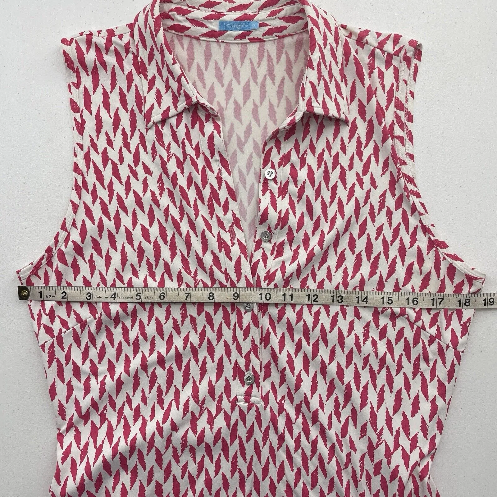 J. McLaughlin M Dolly Catalina Cloth Dress Sleeveless Carnaby Geo Pink Stretch - Image 8