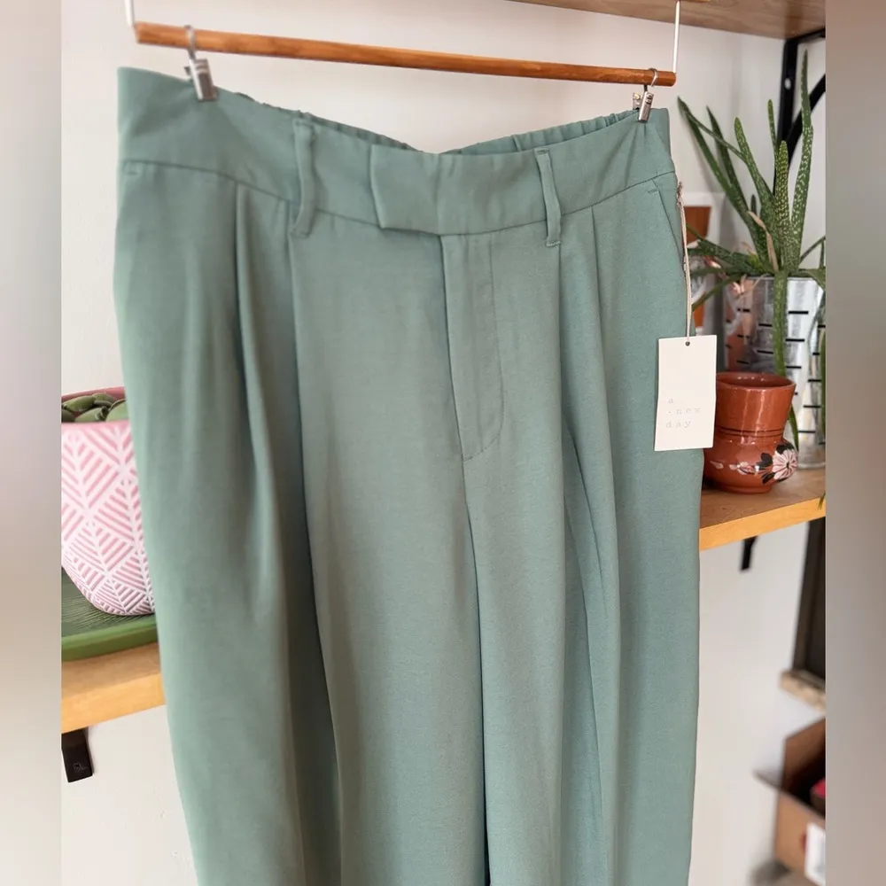 A New Day Sage Green High Rise Wide Leg Trousers Size 8 NWT - Image 11